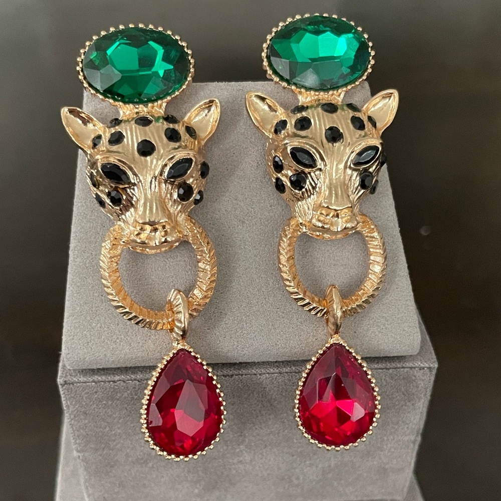 Panther Gold Tone Earring